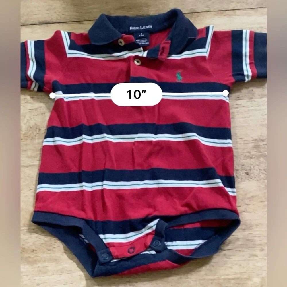Vintage Polo Ralph Lauren Infant‎ Sz S (3-6m) Striped Cotton Mesh Polo Bodysuit